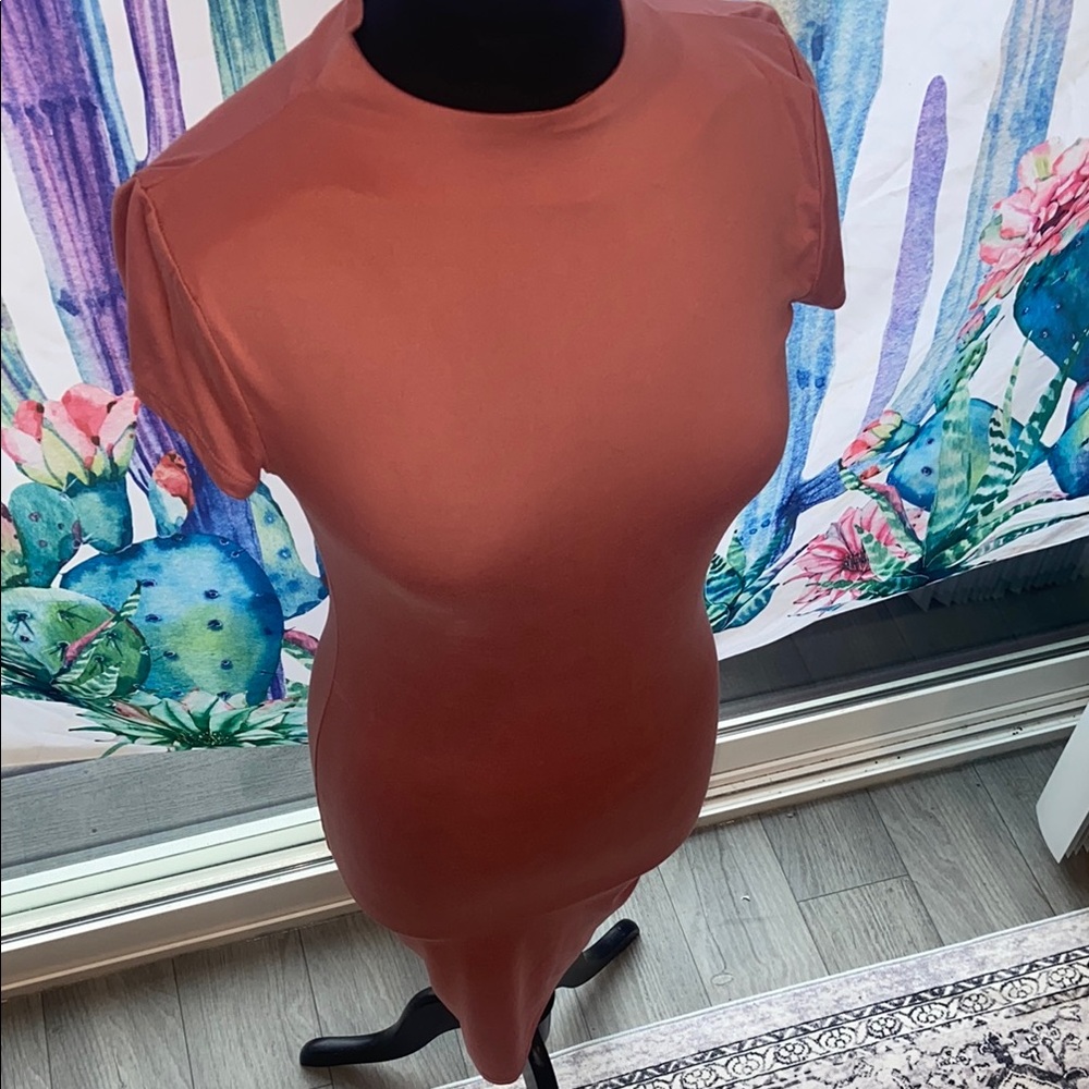 Peach Short Sleeve Dress